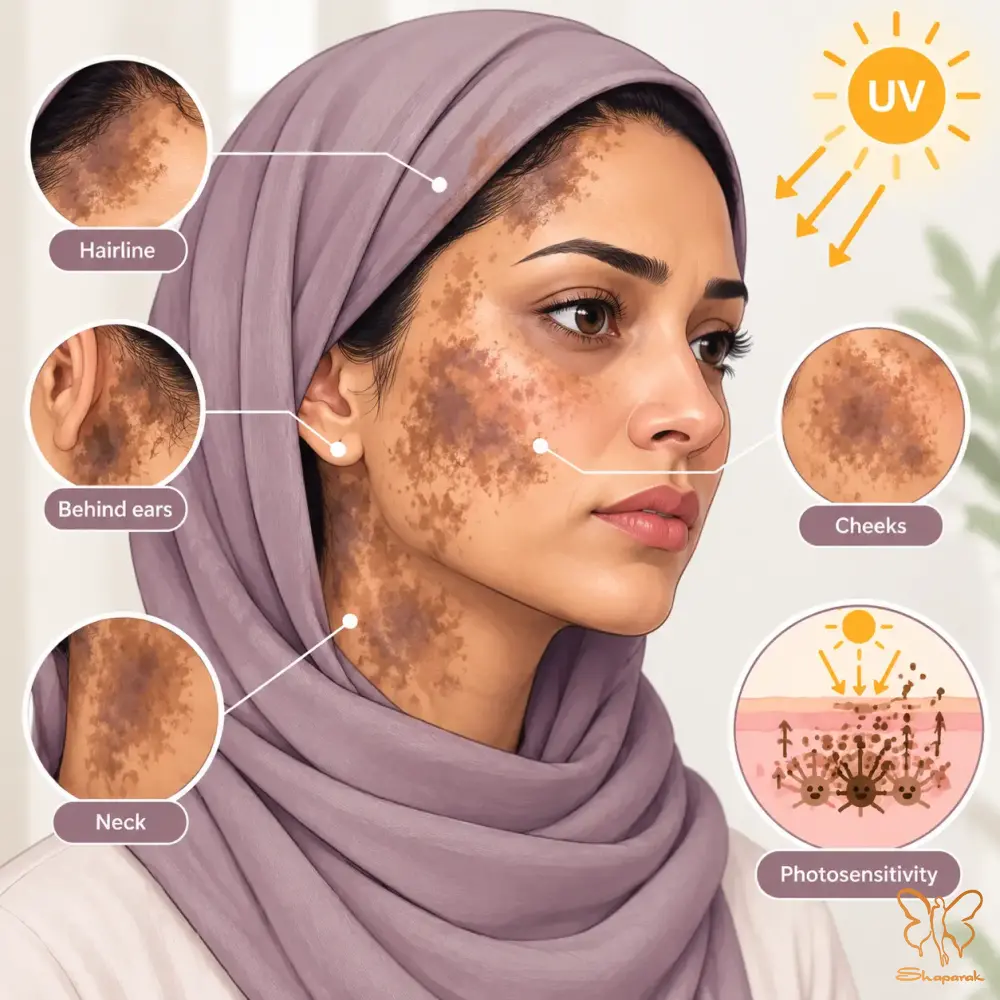 نواحی مستعد تیرگی در صورت و گردن نواحی مستعد تیرگی در صورت و گردن