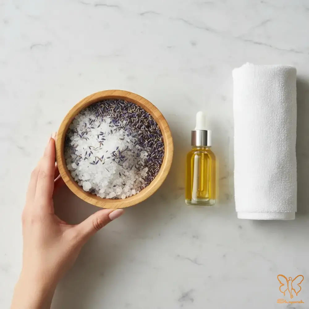 روش دوم ساخت اسکراب نمک حمام خانگی برای استفاده زیر دوش