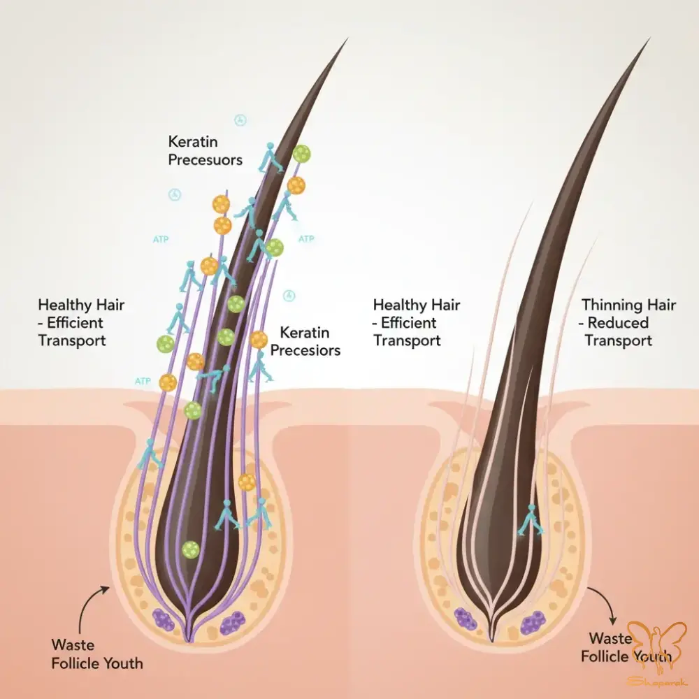 تاثیر اختلال عملکرد کاینزین بر نازکی و شکنندگی مو