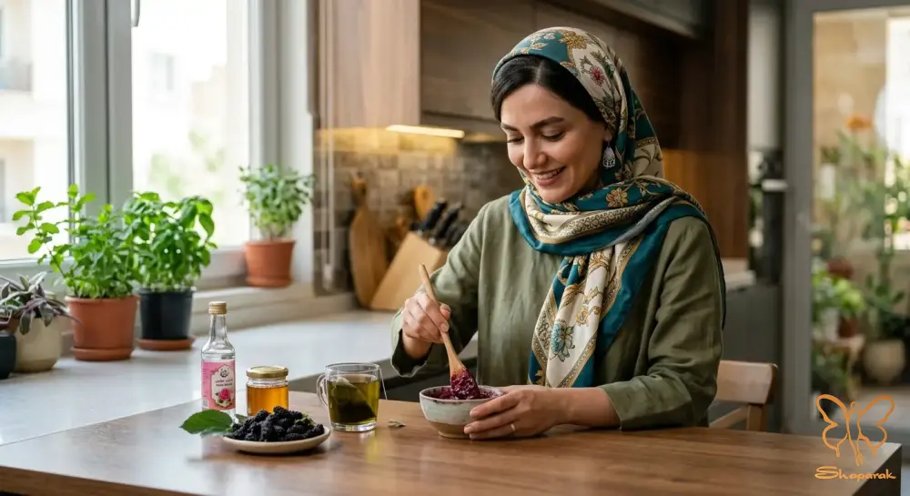 جوانسازی با ماسک ورقهای چای سبز و توت سیاه