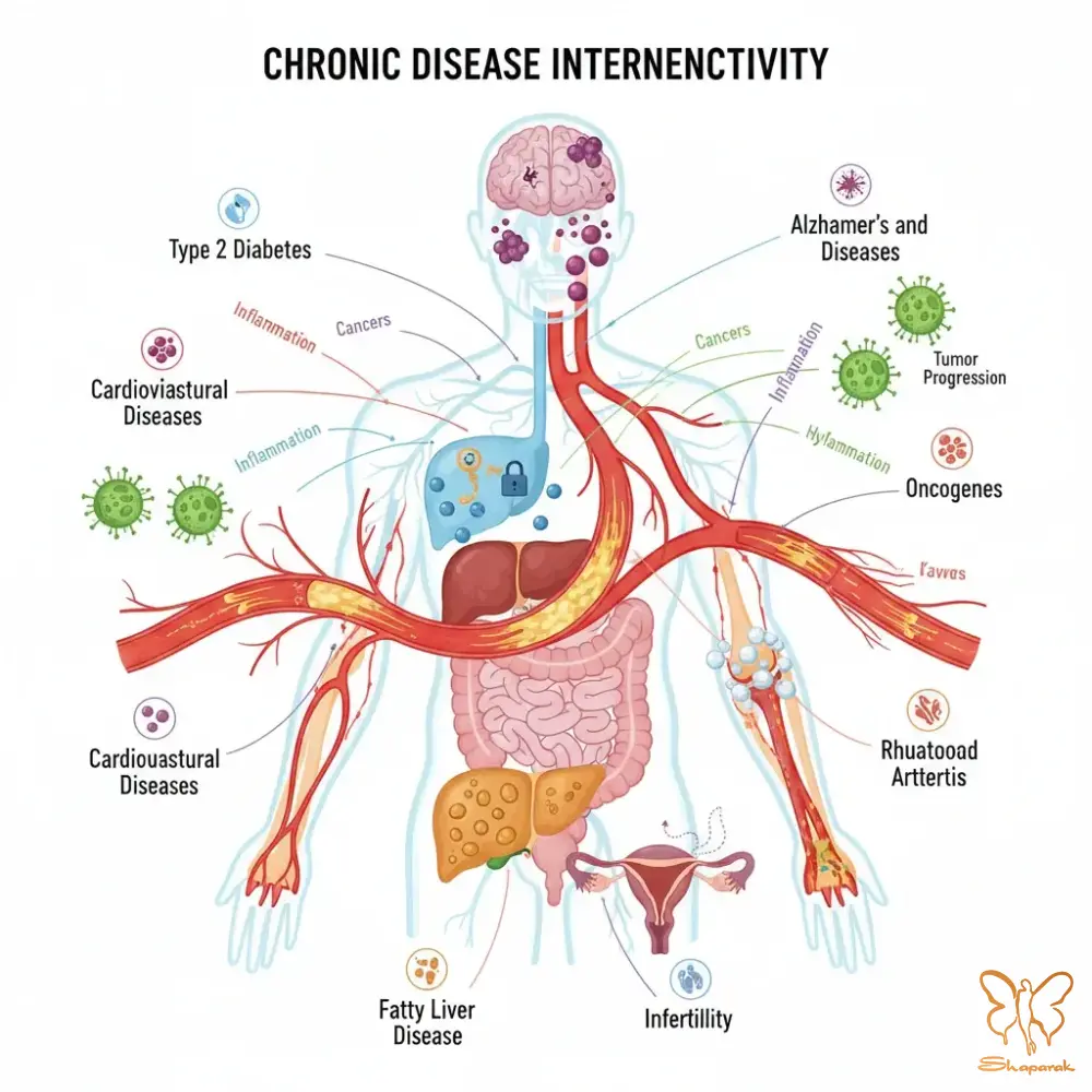 بیماری های مرتبط ناشی از این چرخه در تخمدان پلی کیستیک یا PCOS بیماری های مرتبط ناشی از این چرخه در تخمدان پلی کیستیک یا PCOS