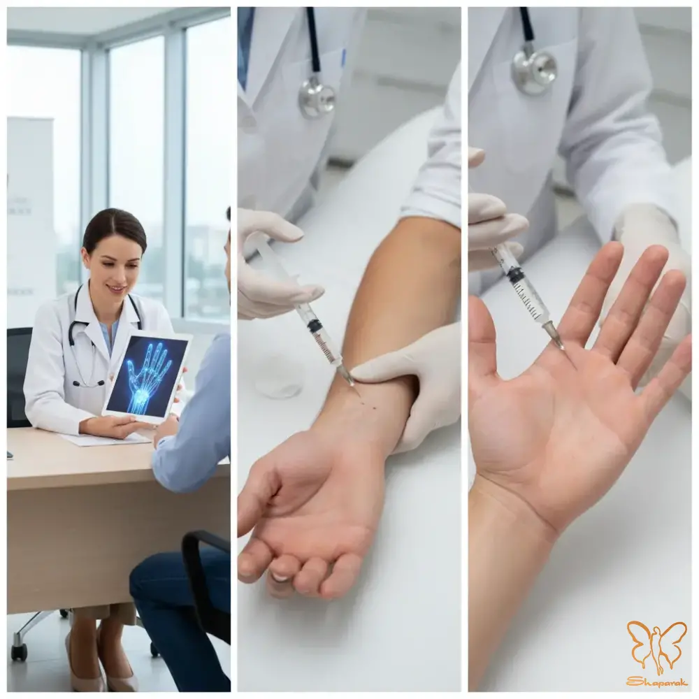 گام سوم شروع تزریق بوتاکس پس از بیحسی کامل گام سوم شروع تزریق بوتاکس پس از بیحسی کامل