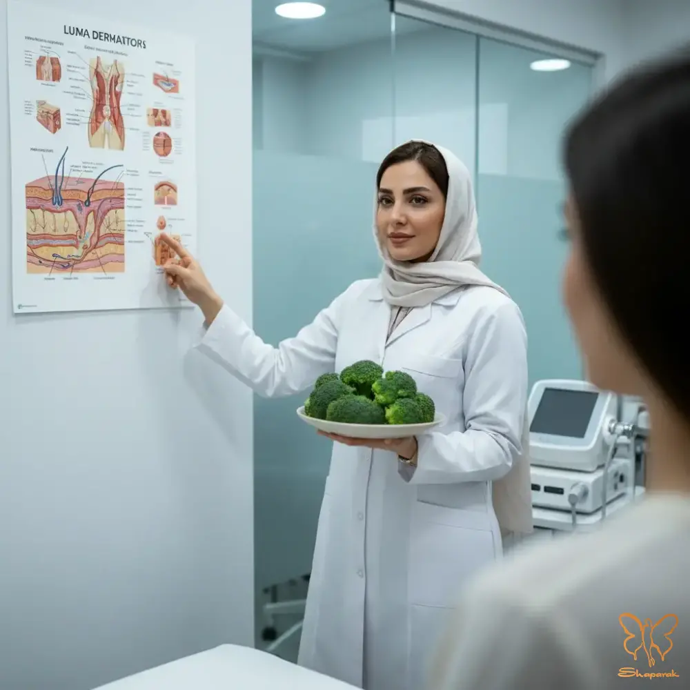 رابطه تغذیه سالم و زیبایی پوست در مقایسه با درمانهای کلینیکی شاپرک طلایی