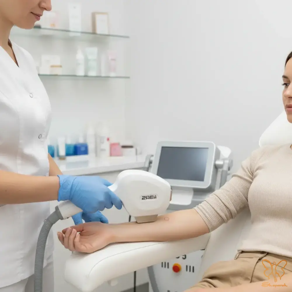 تست شات Test Shot لیزر موهای زائد در کلینیک شاپرک مشهد تست شات Test Shot لیزر موهای زائد در کلینیک شاپرک مشهد