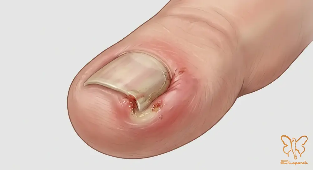 ۲ ناخن فرورفته در گوشت Onychocryptosis
