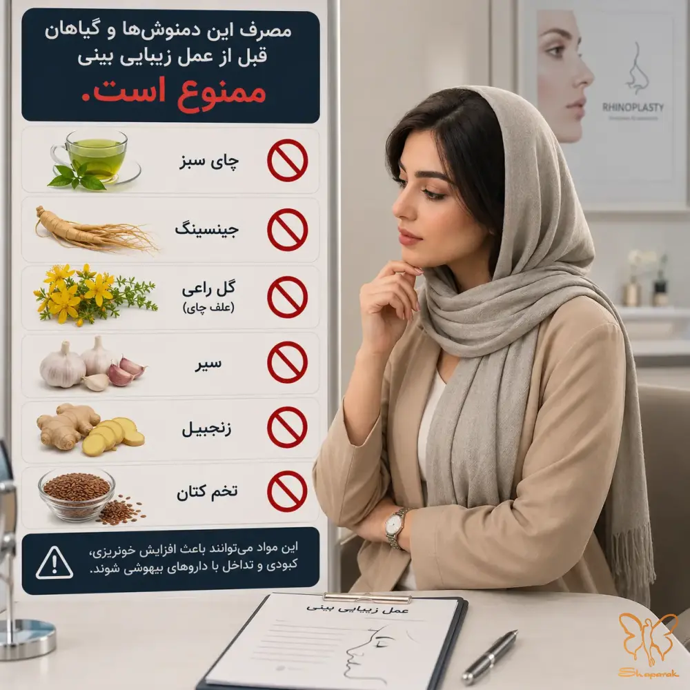 دمنوشهای گیاهی ممنوعه قبل از عمل بینی