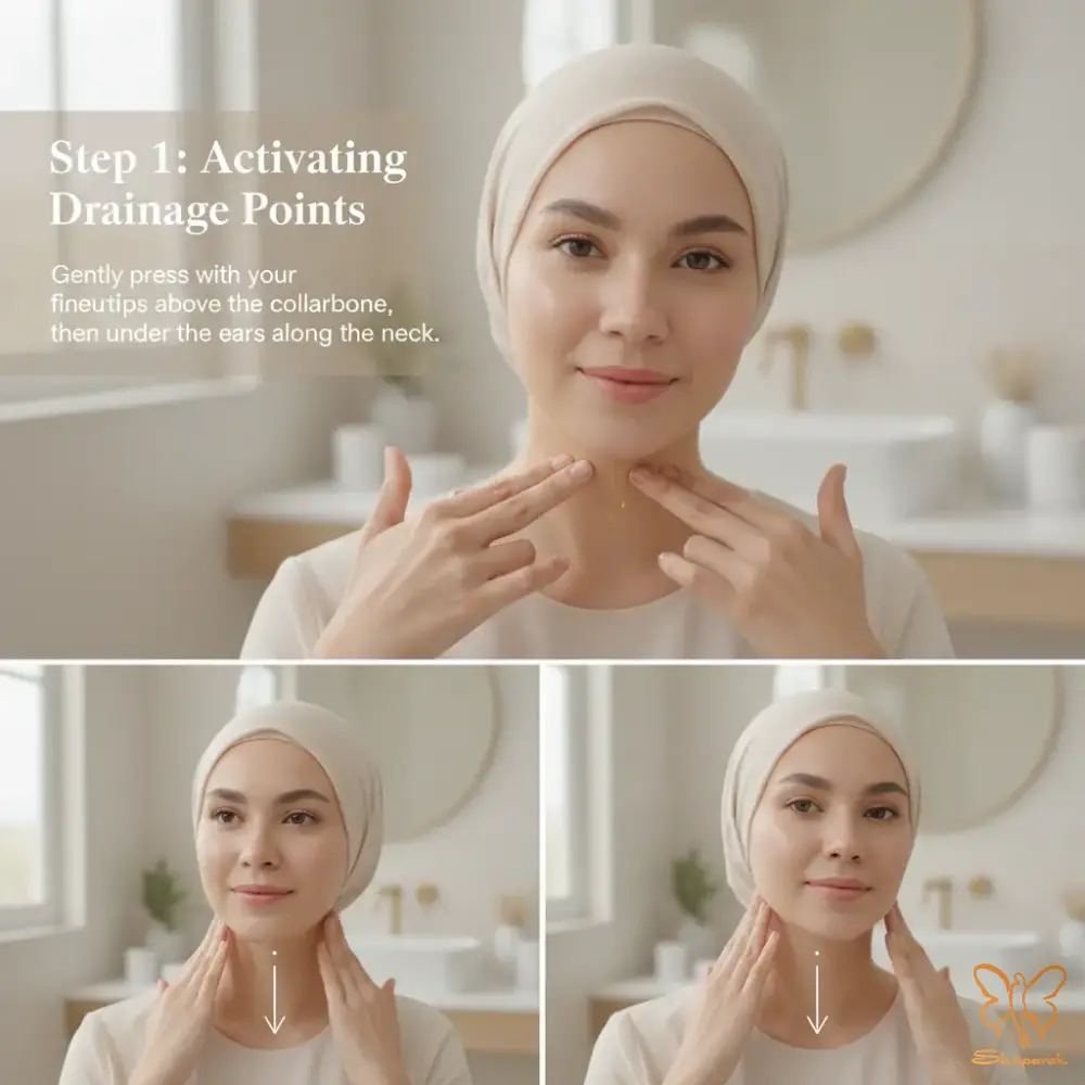 مرحله پنجم ماساژ تخلیه لنفاوی خط فک و چانه