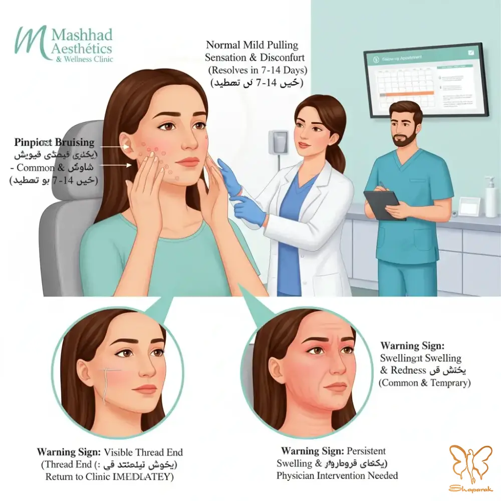 مدیریت عوارض خفیف و پیگیریهای پس از عمل لیفت نخ در مشهد