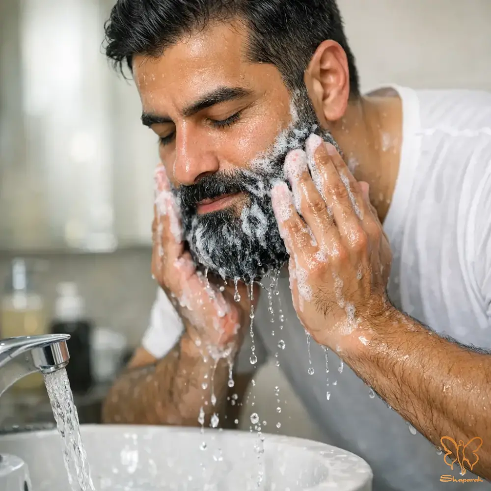 گام سوم لایهبرداری&nbsp;کلید تنفس عمیق پوست زیر ریش