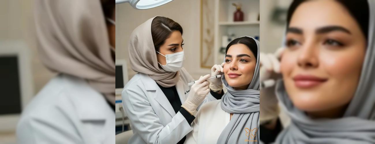 تزریق فیلر در مشهد | راهنمای کامل انواع ژل (لب، گونه، زیر چشم و بینی) در کلینیک شاپرک طلایی