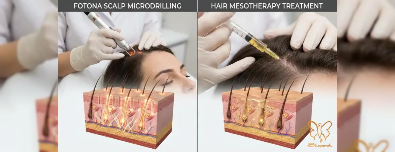 معجزه درمان ریزش مو شدید با ترکیب مزو پلوریال و فوتونا سر در شاپرک طلایی مشهد