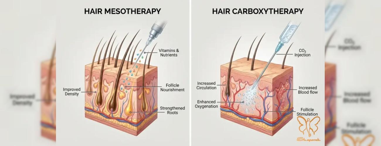 تزریق مزو پلوریال سر یا کربوکسی تراپی سر؟ مقایسه کامل ۲ درمان ریزش مو