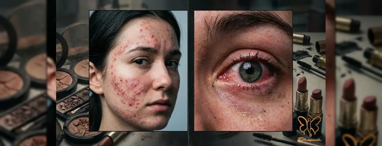 عوارض استفاده از لوازم آرایشی تاریخ گذشته! از آکنه شدید تا عفونت چشم+ درمان در مشهد