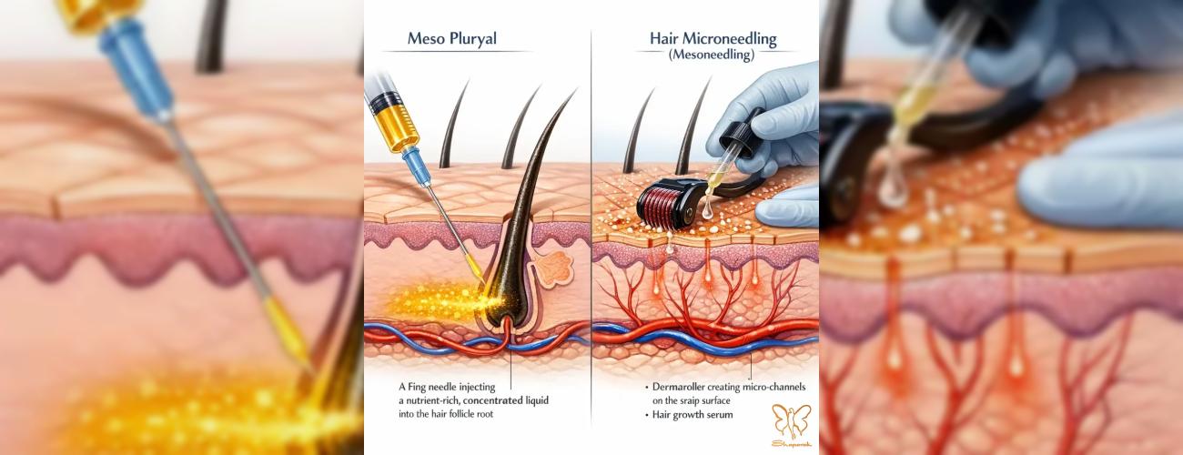 مزو پلوریال یا مزونیدلینگ مو؟ مقایسه کامل ۲ روش برتر درمان ریزش مو در مشهد