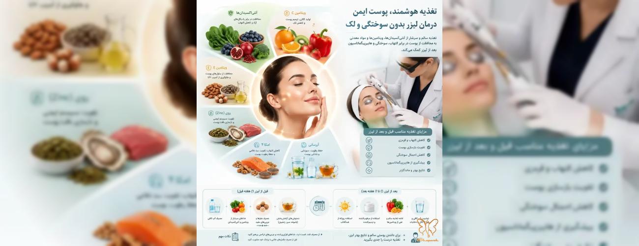 جلوگیری از لک و سوختگی لیزر با تغذیه؛ رازهای طلایی کلینیک شاپرک مشهد