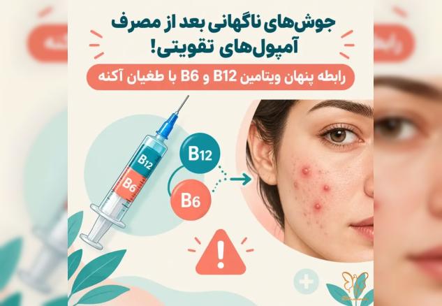 جوش‌های ناگهانی بعد از مصرف آمپول‌های تقویتی! رابطه پنهان ویتامین B12 و B6 با طغیان آکنه